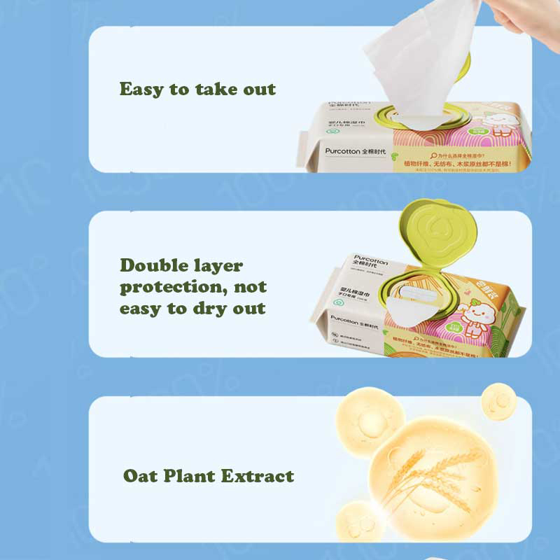 Biodegradable 100% Cotton Organic Baby Wipes for Newborns, 80 Pcs