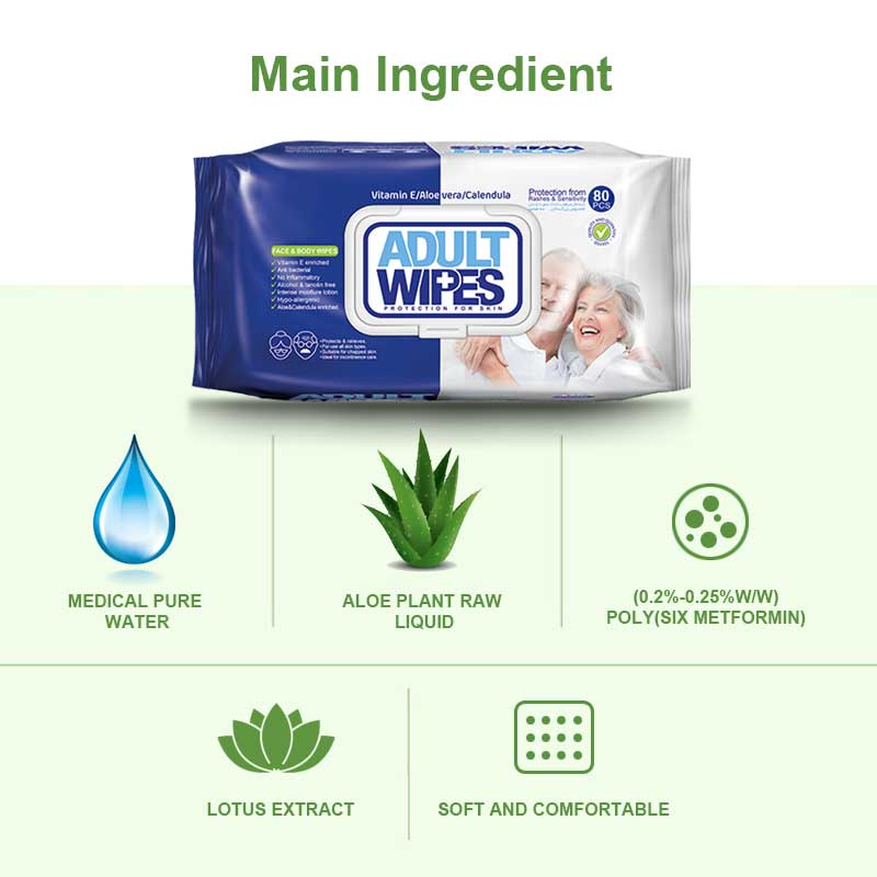 Wholesale Flushable Adult Wet Wipes 80Pcs for Elderly Care