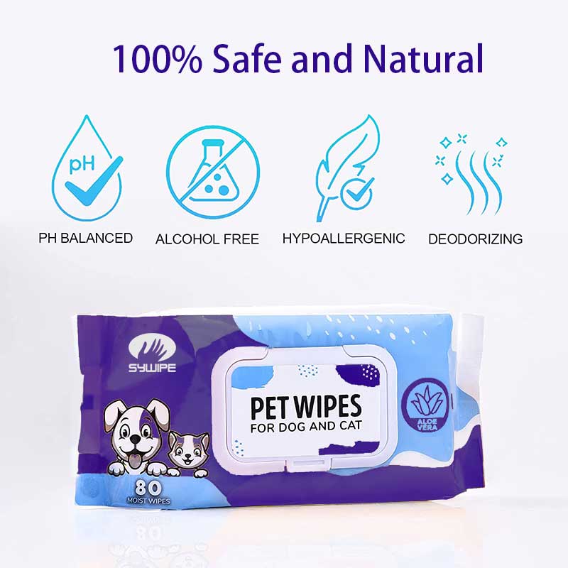 Dog Cat Pet Hygienic Wipes, Cleaning Deodorizing Cat Bath Wipes
