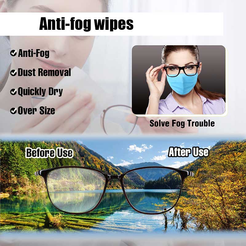 Wholesale 100 Count Anti-Fog Eyeglass Cleaning Paper Lens Wet Wipes 