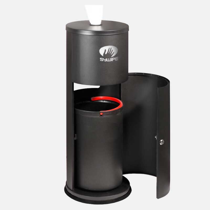 Large Capacity Floor Standing Wipes Metal Dispenser with Disposal Bin