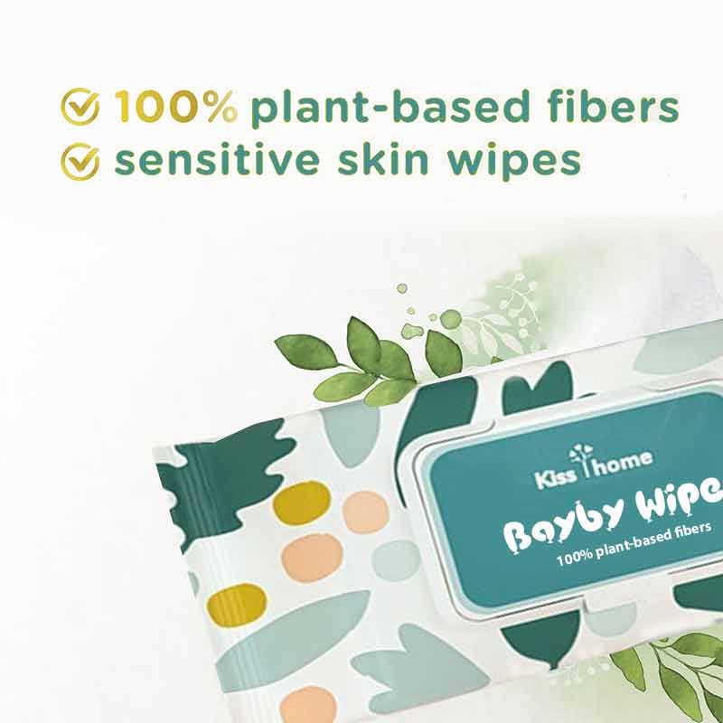 Baby Care Wipes for Sensitive Skin with 100% Plant-Based Fibers Hypoallergenic