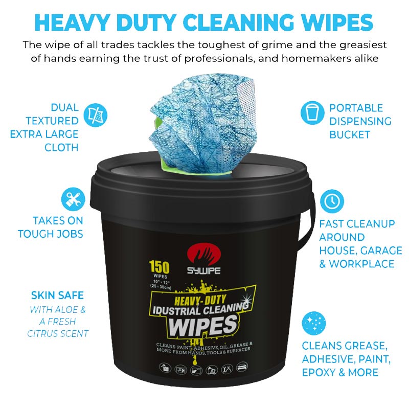 Industrial Hand Wipes Heavy Duty Cleaning Wipes Bulk 150pcs Value Bucket 